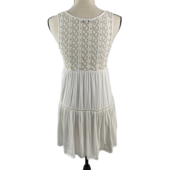 AMERICAN EAGLE OUTFITTERS WHITE TIERED BOHO DRESS FLORAL CROCHET LACE BACK XXS - Picture 6 of 9